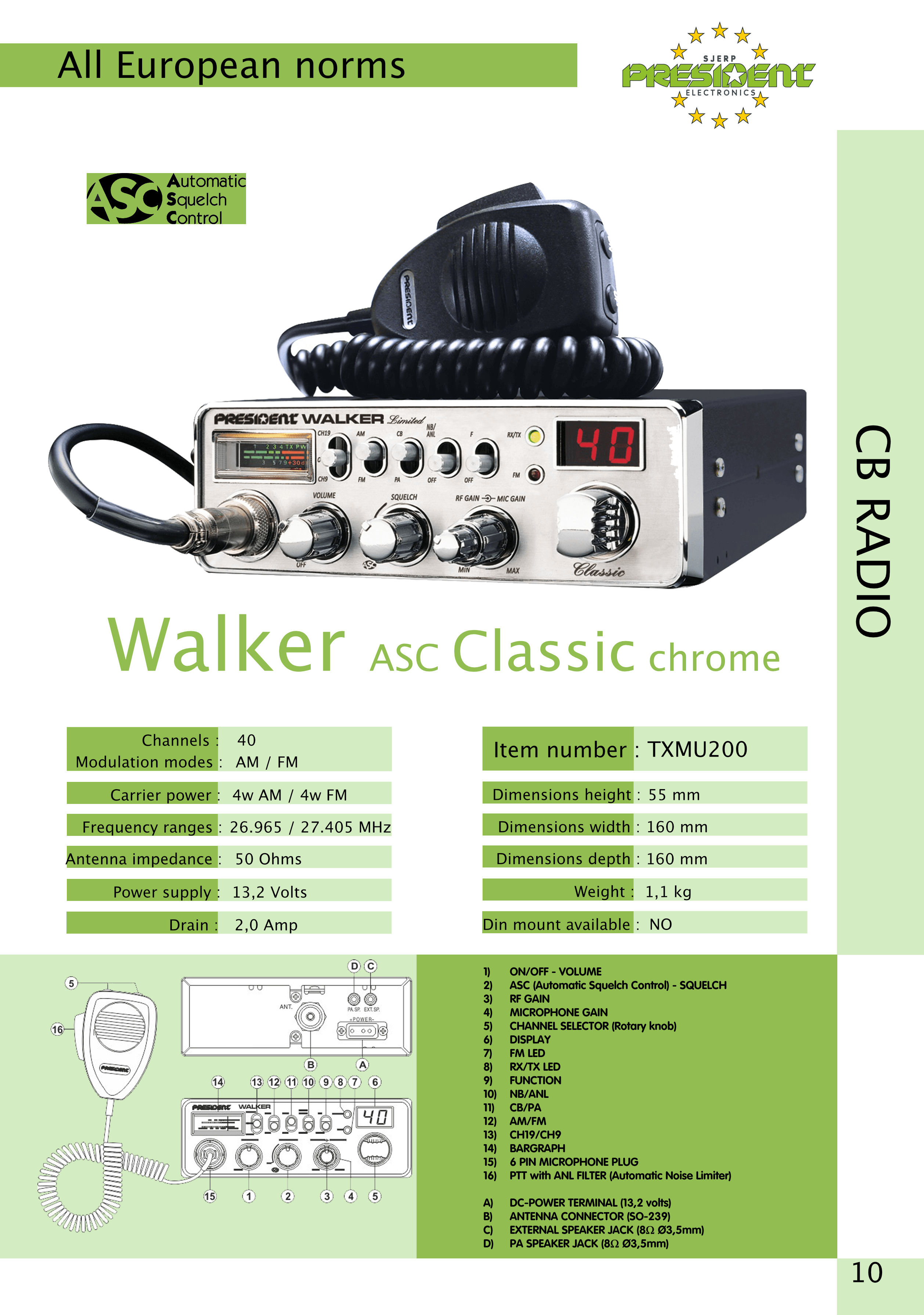 President Walker ASC Classic chrome